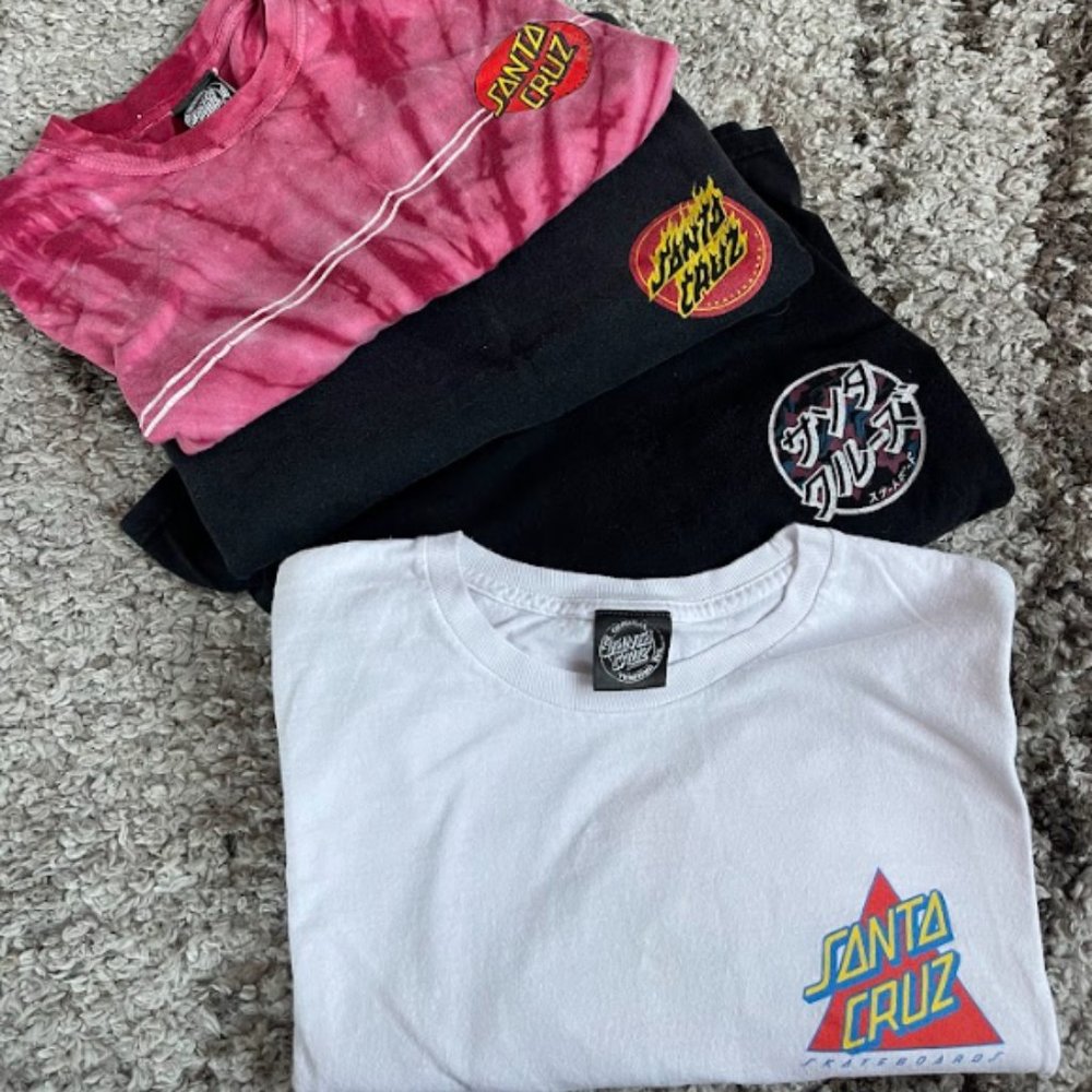 Vintage Santa Cruz Shirts Set of 4 - White, Red/White Tie Dye, Black (x2)